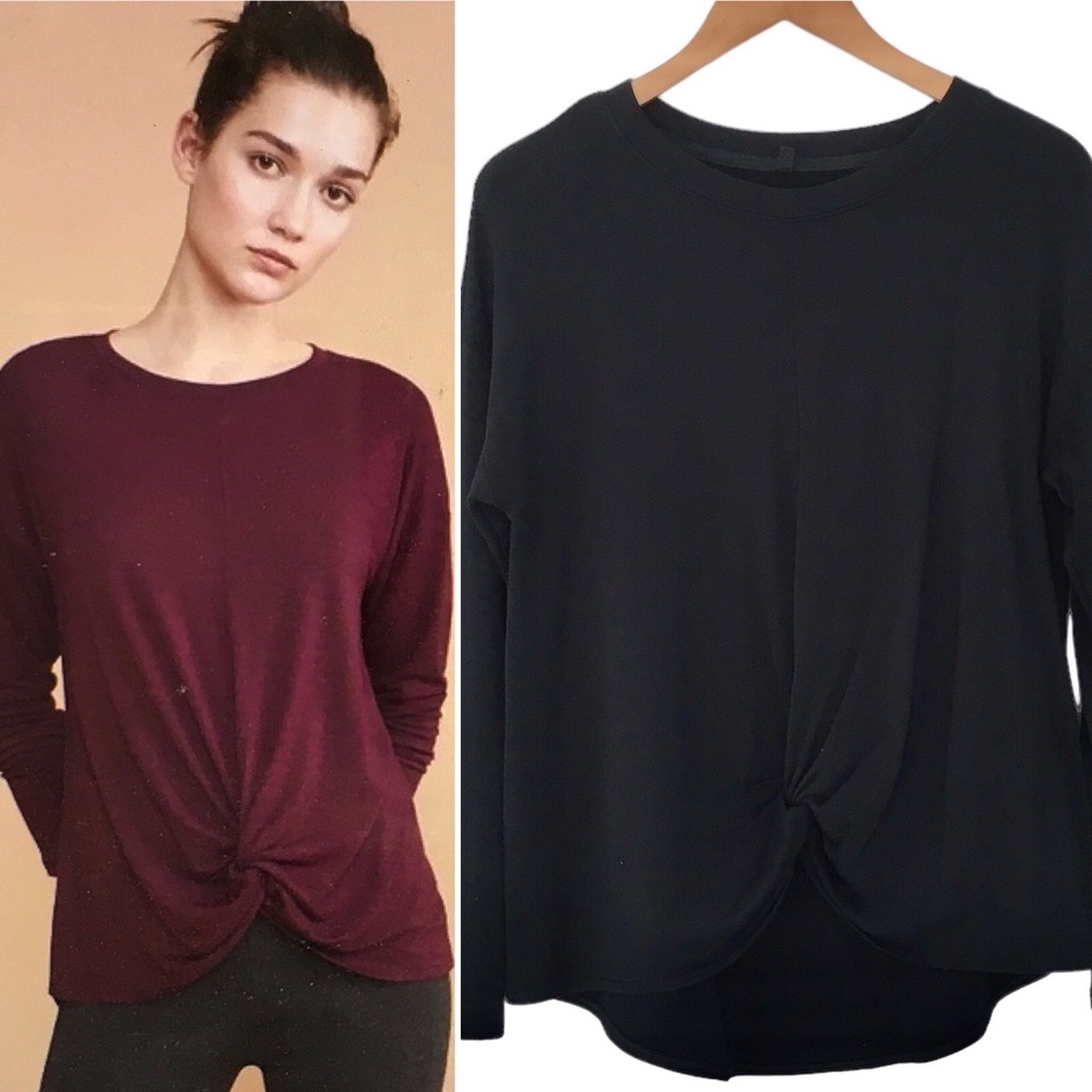 Lou & Grey for LOFT Hi Lo Twist Front Top in Forest Green Jersey Knit M